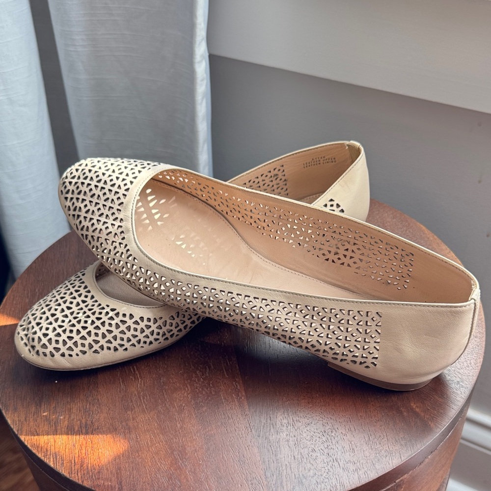 J.Crew Perforated Flats in Tan/Beige